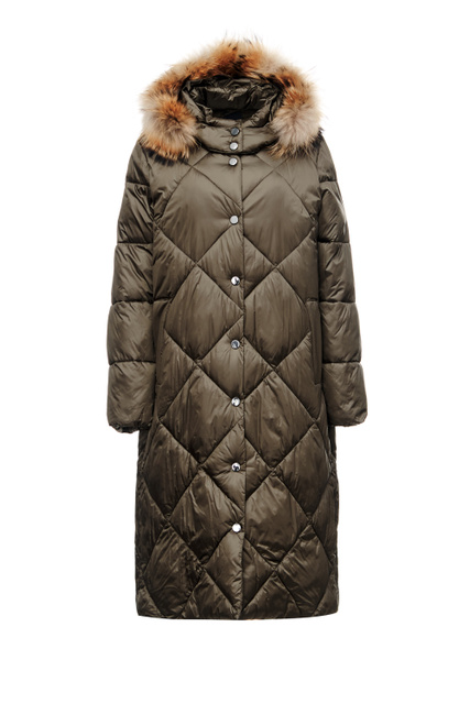 Стеганое пальто PASTELLO с ромбовидной отстрочкой|Основной цвет:Хаки|Артикул:1494032 | Фото 1