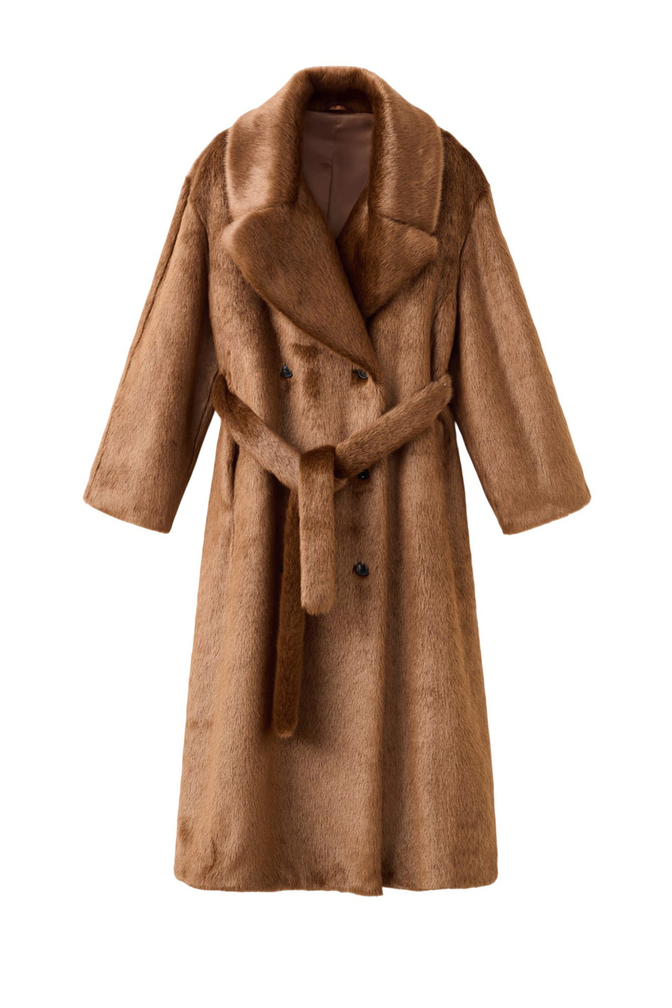 Шуба PISA с поясом|Основной цвет:Коричневый Женский Mango Шуба PISA с поясом (цвет ), артикул 17048271 | Фото 1
