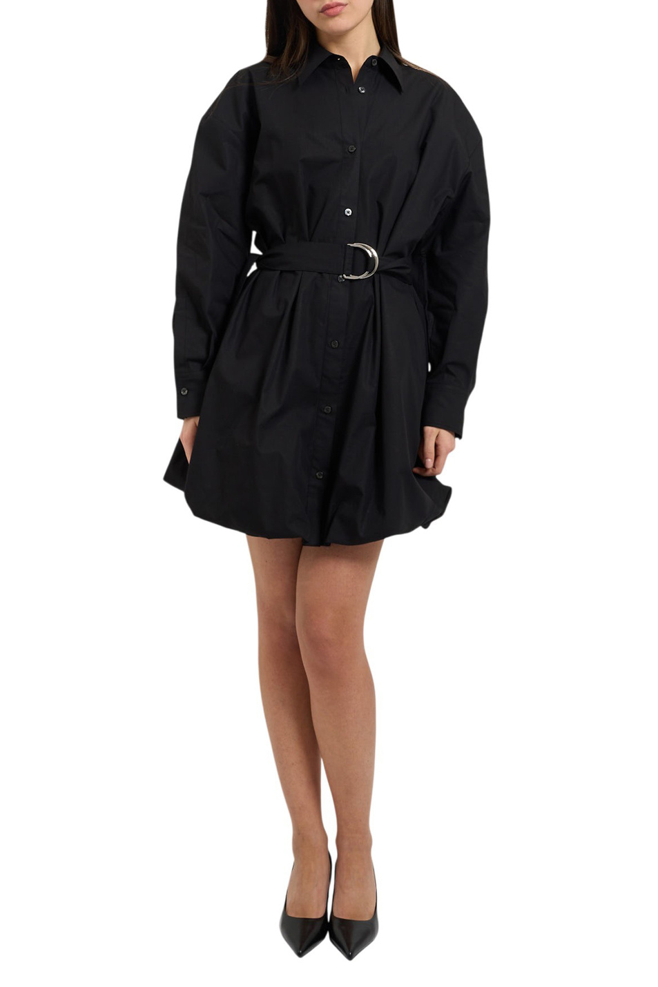 Женский HUGO Платье-рубашка Kumira из хлопка с поясом (цвет ), артикул 50553554 | Фото 3