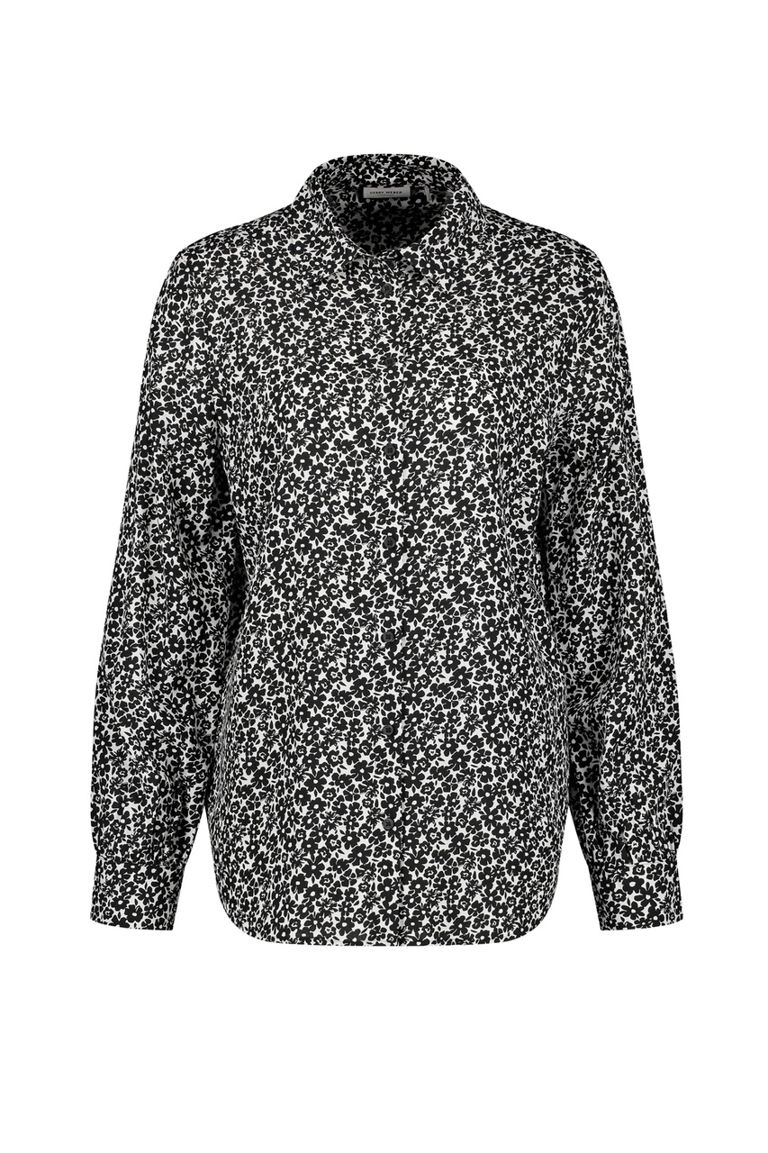 Блузка с цветочным принтом|Основной цвет:Черный|Артикул:260060-31454 | Фото 1