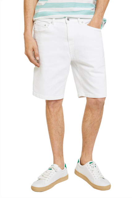Базовые джинсовые шорты-бермуды|Основной цвет:Кремовый|Артикул:0013469 | Фото 1