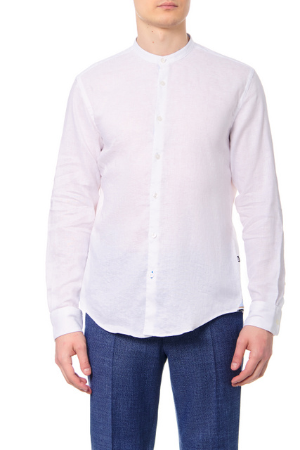Рубашка из смесового льна|Основной цвет:Белый|Артикул:50468311 | Фото 1