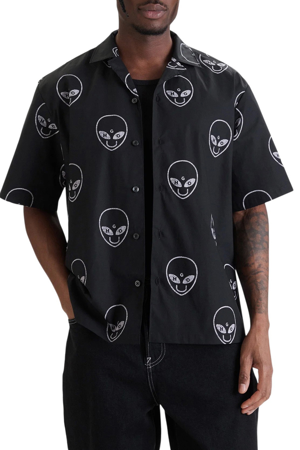 Мужской HUGO Рубашка Eligino из хлопка с принтом (цвет ), артикул 50560698 | Фото 4