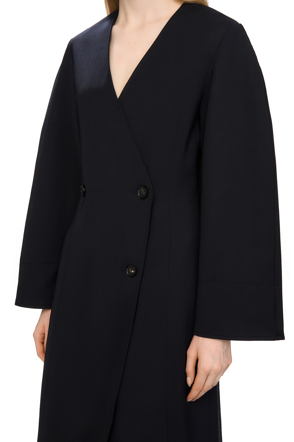 Платье DOUBLE BREASTED из эластичной вискозы|Основной цвет:Черный Женский CO Платье DOUBLE BREASTED из эластичной вискозы (цвет ), артикул 4426CVSS-F24 | Фото 4