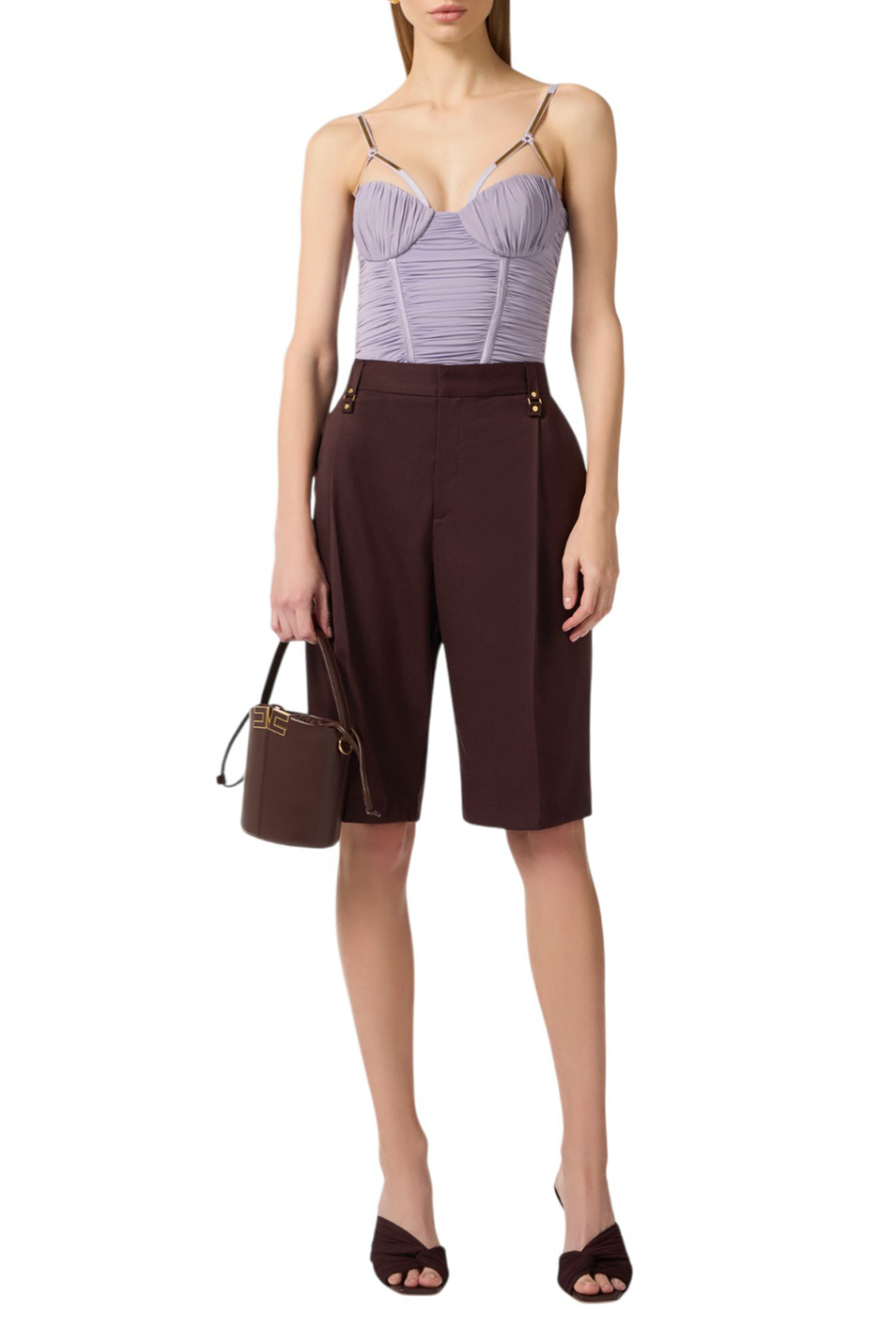 Женский Elisabetta Franchi Шорты из смесовой шерсти (цвет ), артикул PA18162E2 | Фото 2