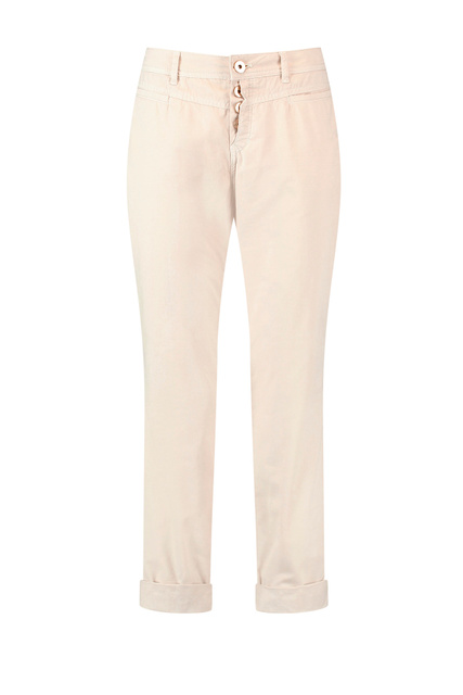 Укороченные брюки из натурального хлопка|Основной цвет:Кремовый|Артикул:120018-11159 | Фото 1