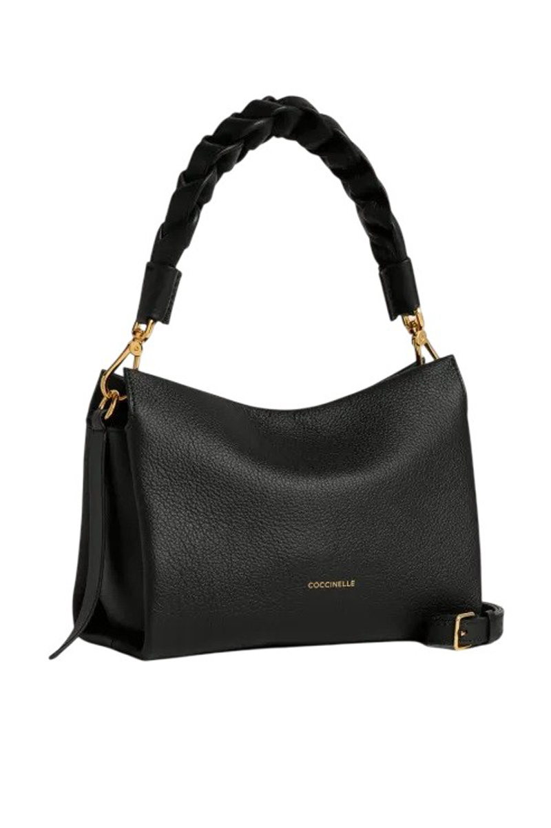 Сумка BOHEME GRANA DOUBLE из натуральной кожи с плетеной ручкой|Основной цвет:Черный Женский Coccinelle Сумка BOHEME GRANA DOUBLE из натуральной кожи с плетеной ручкой (цвет ), артикул E1M50580101 | Фото 2