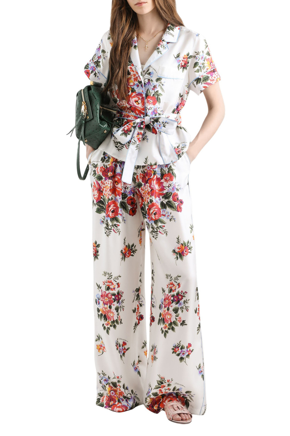 Женский Dolce & Gabbana Блузка из шелка с поясом (цвет ), артикул F5S23T-IS11I | Фото 2