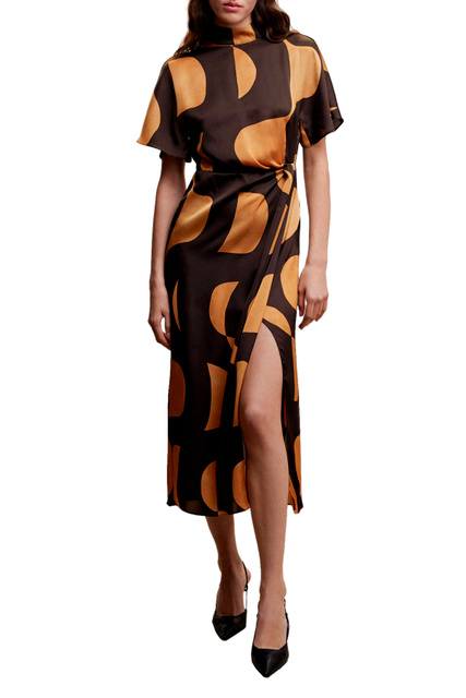 Платье LILY с принтом|Основной цвет:Коричневый|Артикул:47084034 | Фото 2