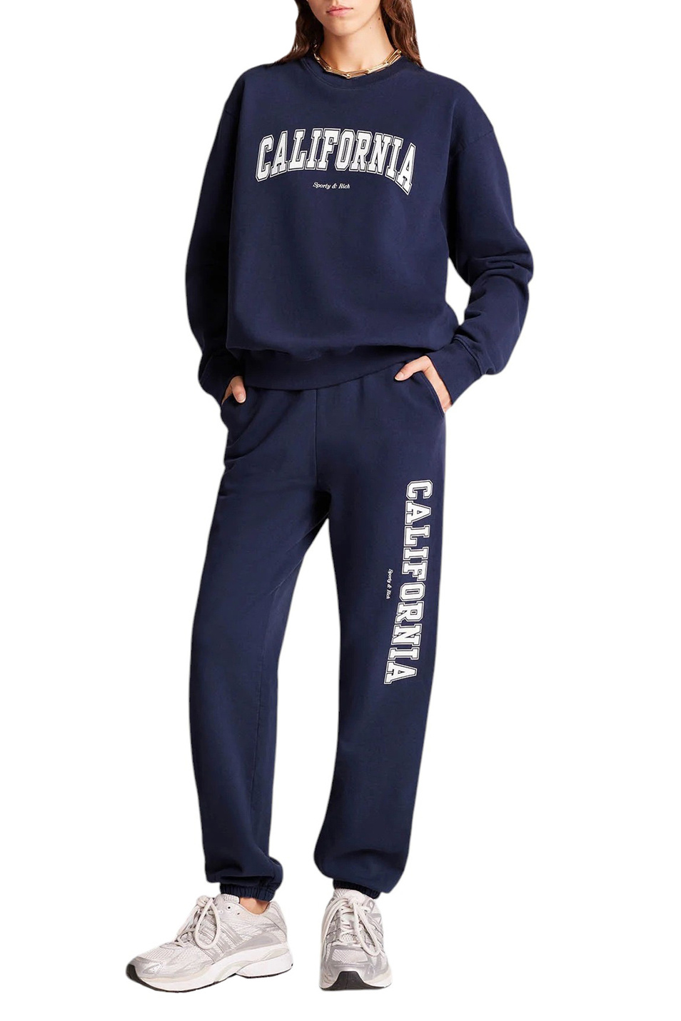 Женский Sporty & Rich Брюки California из хлопка с логотипом (цвет ), артикул PA036516501BL32 | Фото 2