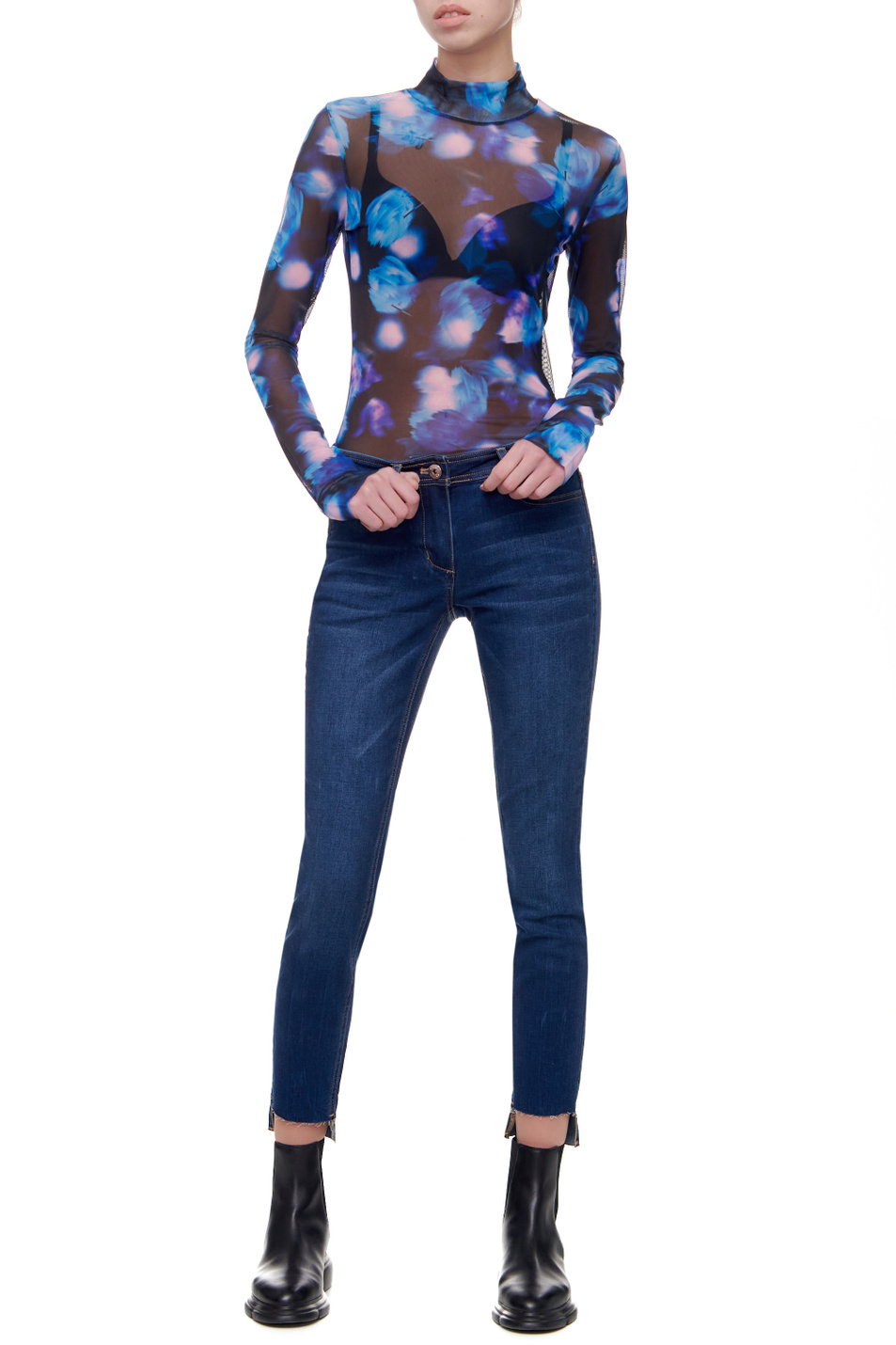 Женский HUGO Прозрачная блуза с высоким воротником (цвет ), артикул 50461708 | Фото 2