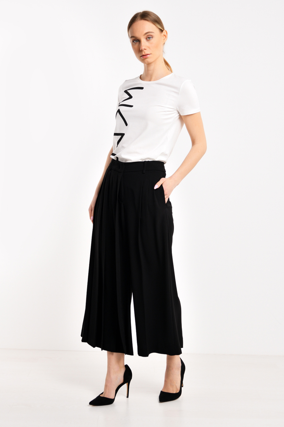 Женский Weekend Max Mara Брюки-кюлоты из текстиля PEGASO (цвет ), артикул 51310507 | Фото 4