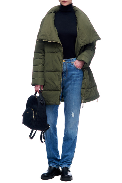 Куртка с объемным воротником|Основной цвет:Зеленый|Артикул:TF1021T4955 | Фото 2