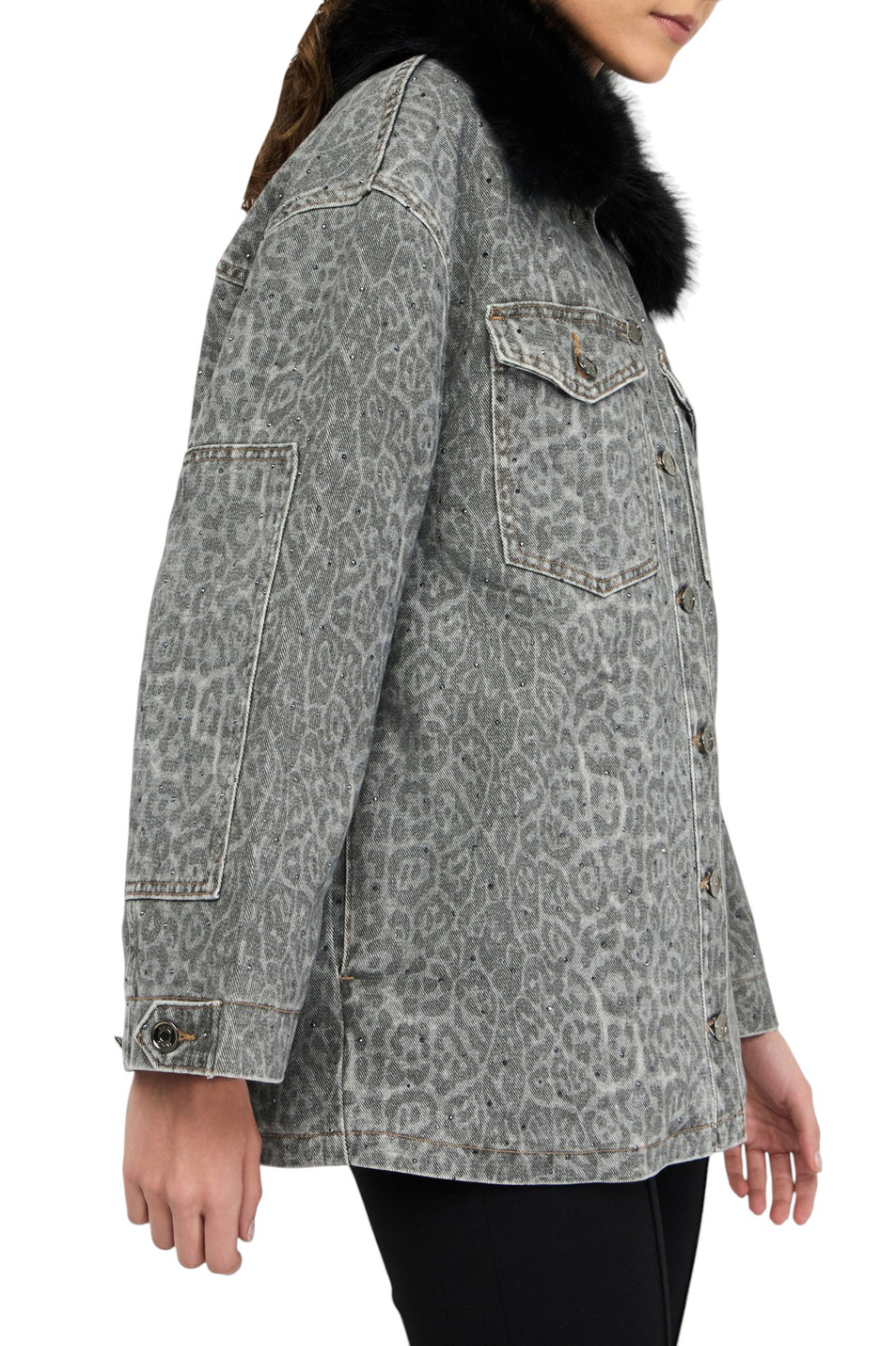 Куртка с воротником из искусственного меха|Основной цвет:Серый Женский Liu Jo Куртка с воротником из искусственного меха (цвет ), артикул MF5331T160A | Фото 4