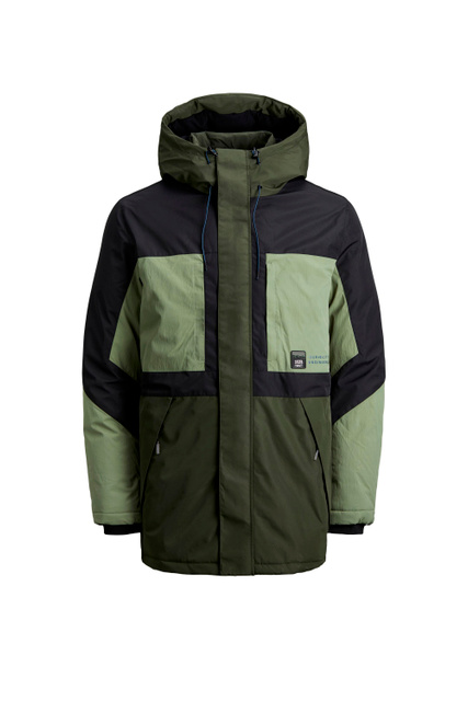 Куртка с двойным воротником|Основной цвет:Зеленый|Артикул:12193462 | Фото 1