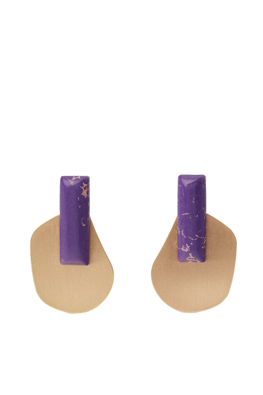 Серьги с камнями|Основной цвет:Фиолетовый|Артикул:218516 | Фото 1