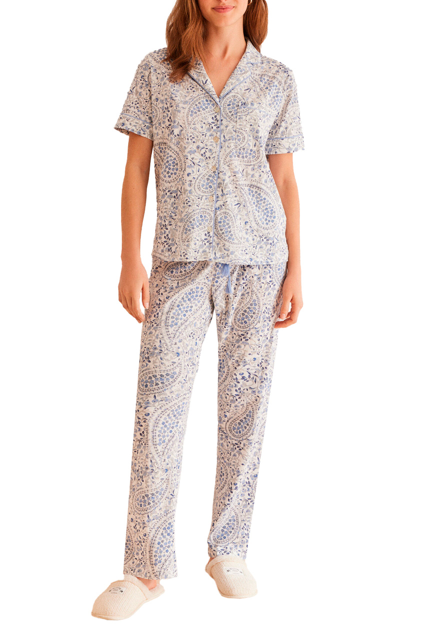 Пижама из натурального хлопка|Основной цвет:Синий|Артикул:4857411 | Фото 1