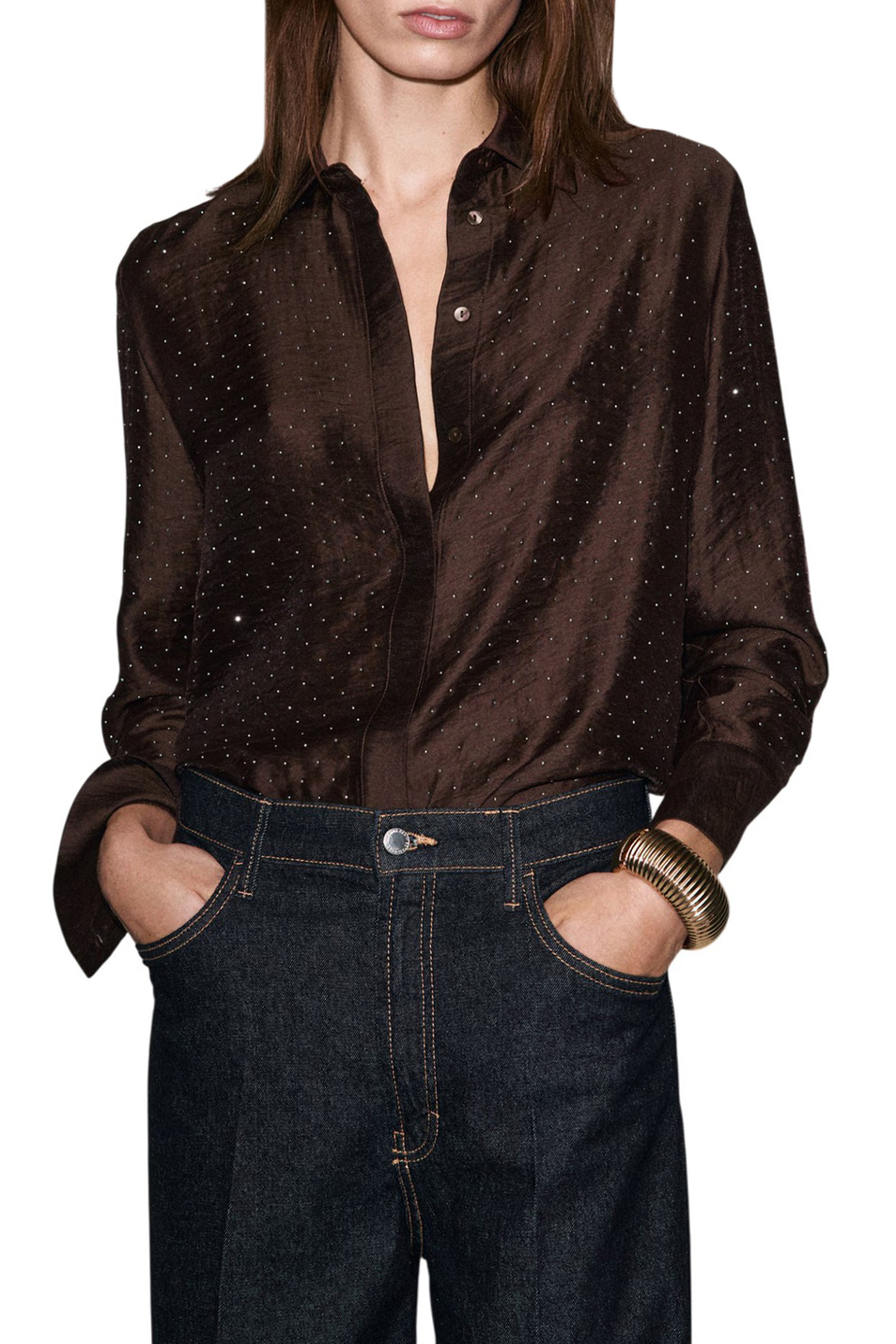 Женский Mango Рубашка ROMP со стразами (цвет ), артикул 17019109 | Фото 3