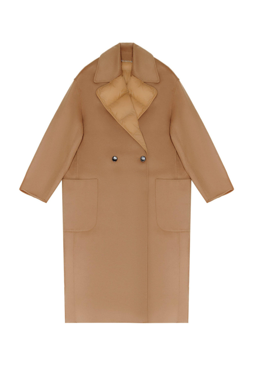 Пальто из смесовой шерсти со съемной утепленной жилеткой|Основной цвет:Бежевый|Артикул:50504584 | Фото 1