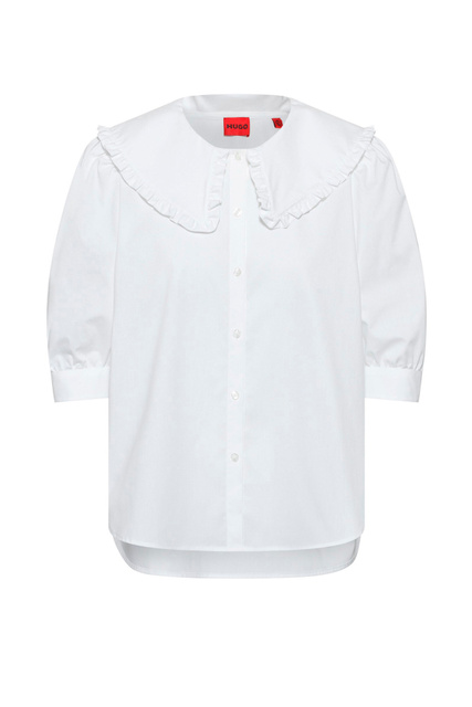 Рубашка с оборками на рукавах|Основной цвет:Белый|Артикул:50468336 | Фото 1