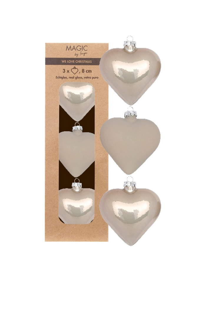 Не имеет пола Inge's Christmas Набор игрушек для елки "Сердца", 8 см, 3 шт (цвет ), артикул 16406P028 | Фото 1