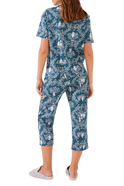 Пижама из натурального хлопка с принтом|Основной цвет:Голубой|Артикул:3134865 | Фото 2