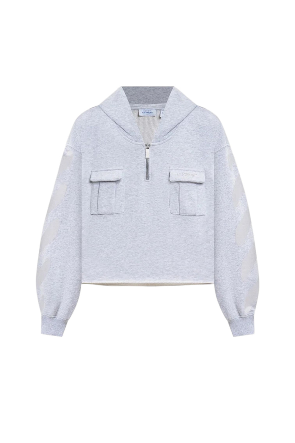 Худи укороченное с принтом|Основной цвет:Серый Женский Off-White Худи укороченное с принтом (цвет ), артикул OWBB06BS26FLE0010509 | Фото 1