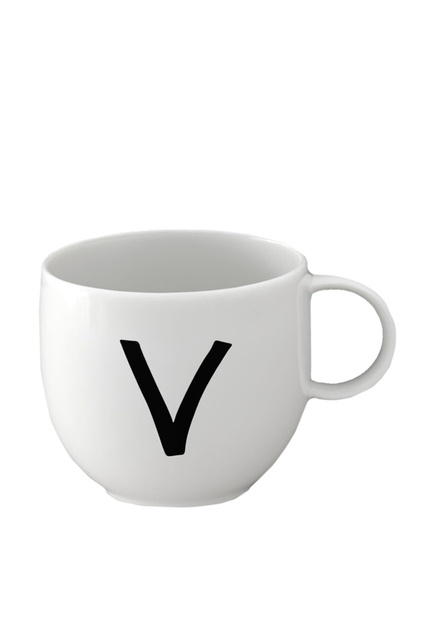 Фарфоровая кружка "V"|Основной цвет:Белый|Артикул:10-1620-6121 | Фото 1
