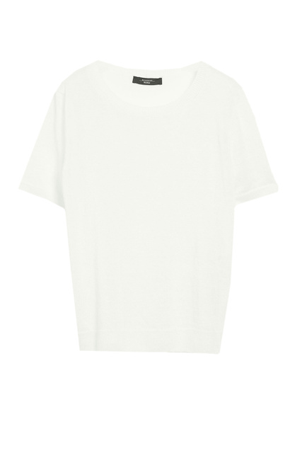 Льняная трикотажная футболка PANCONE|Основной цвет:Белый|Артикул:2353610831 | Фото 1