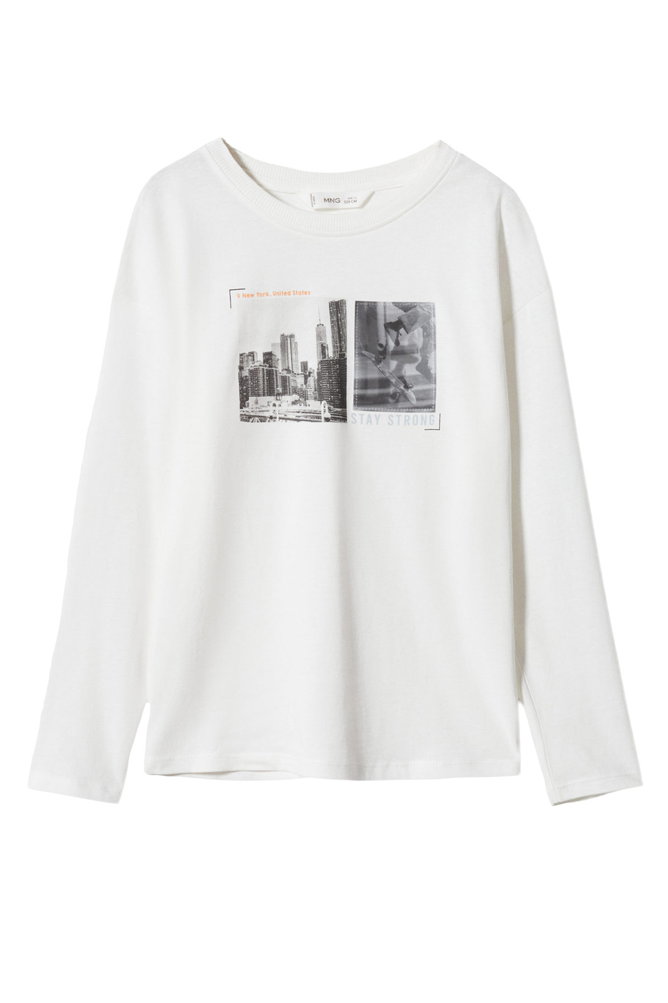 Мальчикам Mango Kids Лонгслив STAY с лентикулярной печатью (цвет белый), артикул 47032514 | Фото 1