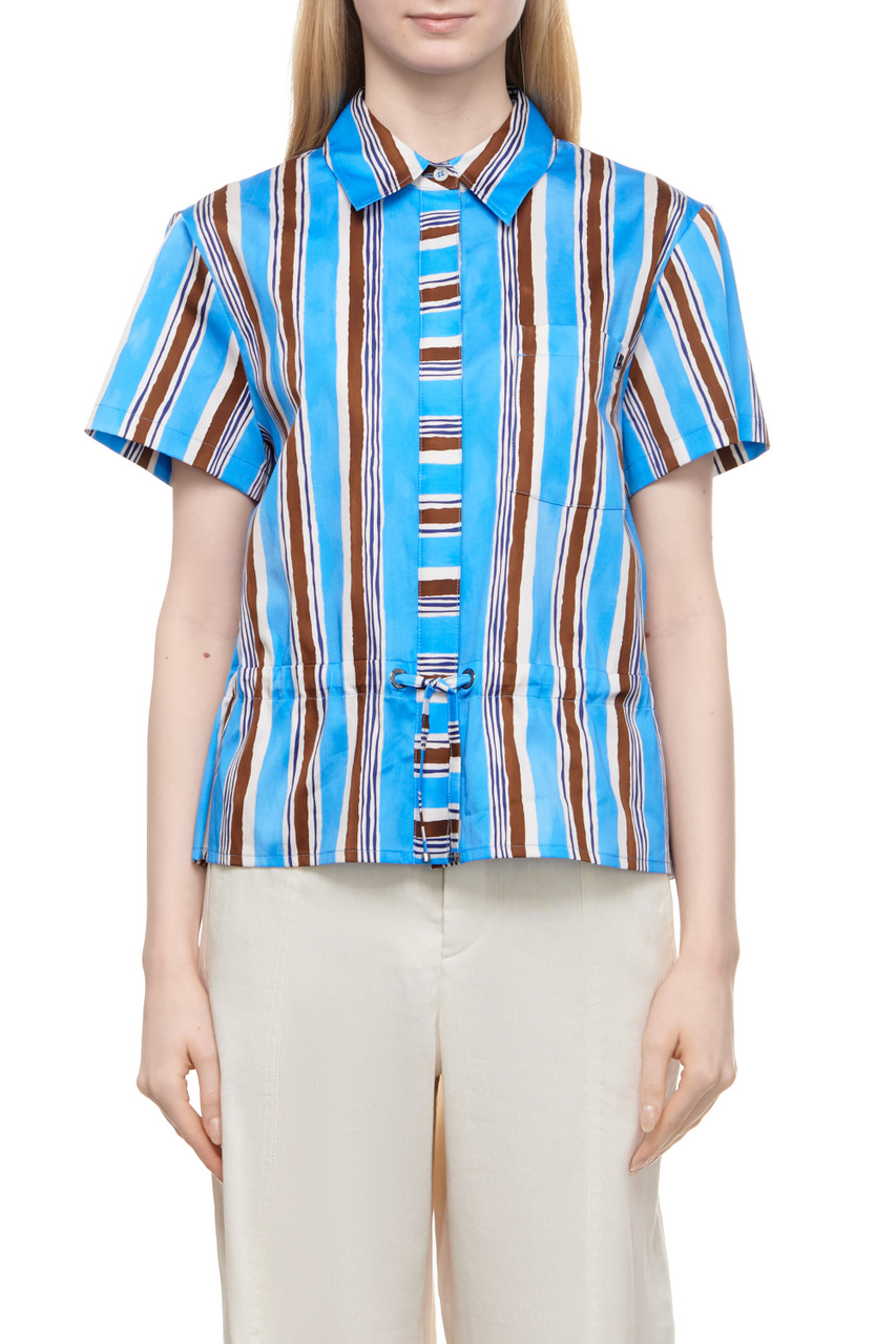 Рубашка DAPHNA из эластичного хлопка с кулиской|Основной цвет:Голубой|Артикул:56038969 | Фото 1