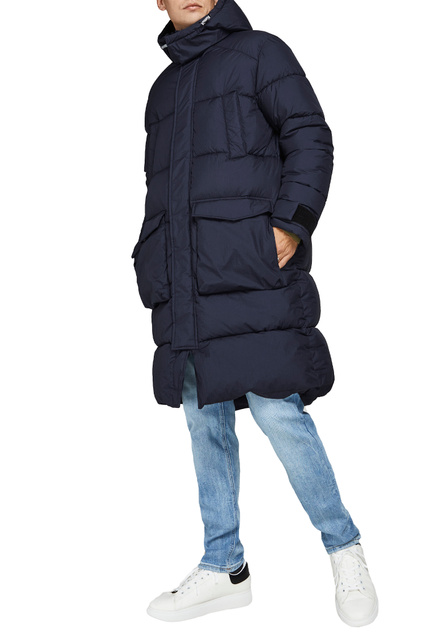 Пальто со съемным капюшоном|Основной цвет:Синий|Артикул:12192671 | Фото 2