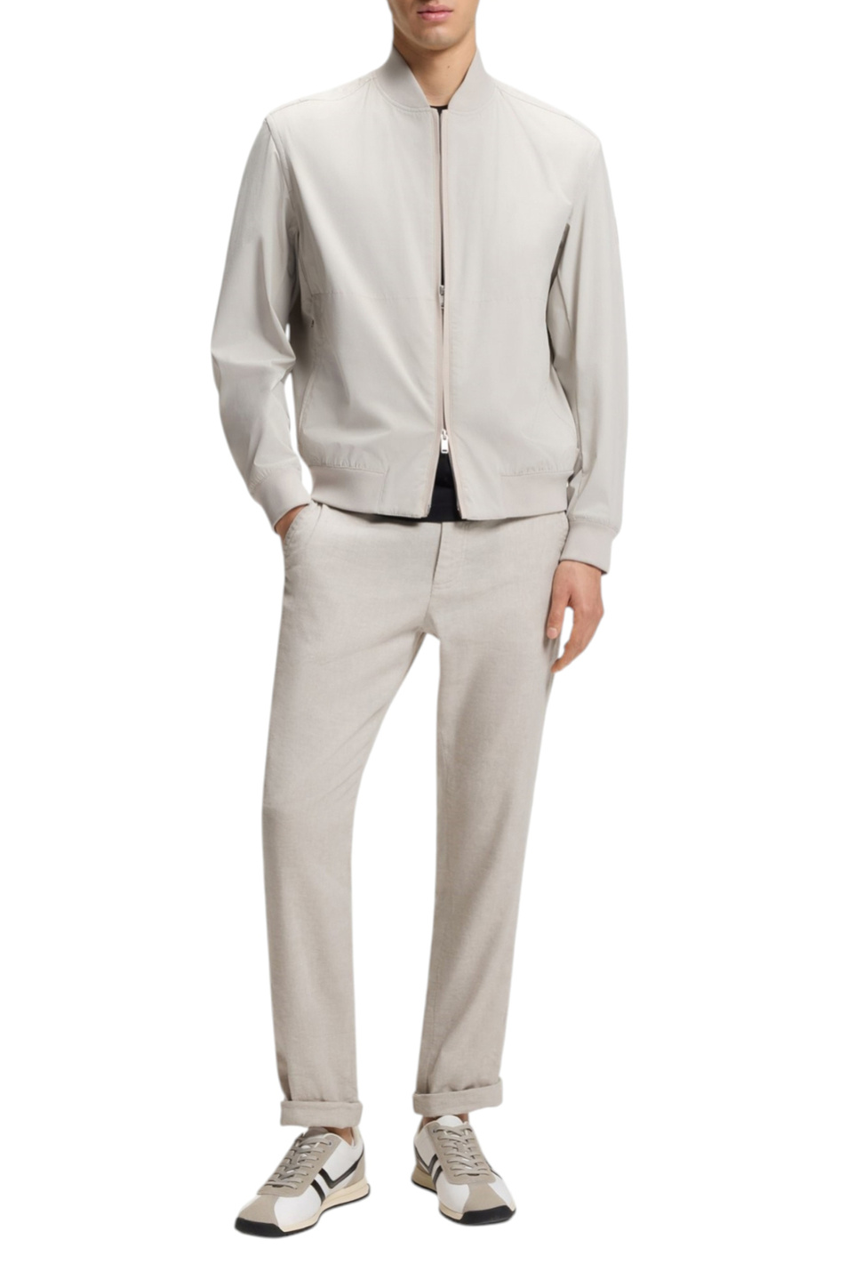 Брюки Sanderson из смесового льна|Основной цвет:Серый Мужской BOSS Брюки Sanderson из смесового льна (цвет ), артикул 50559595 | Фото 2