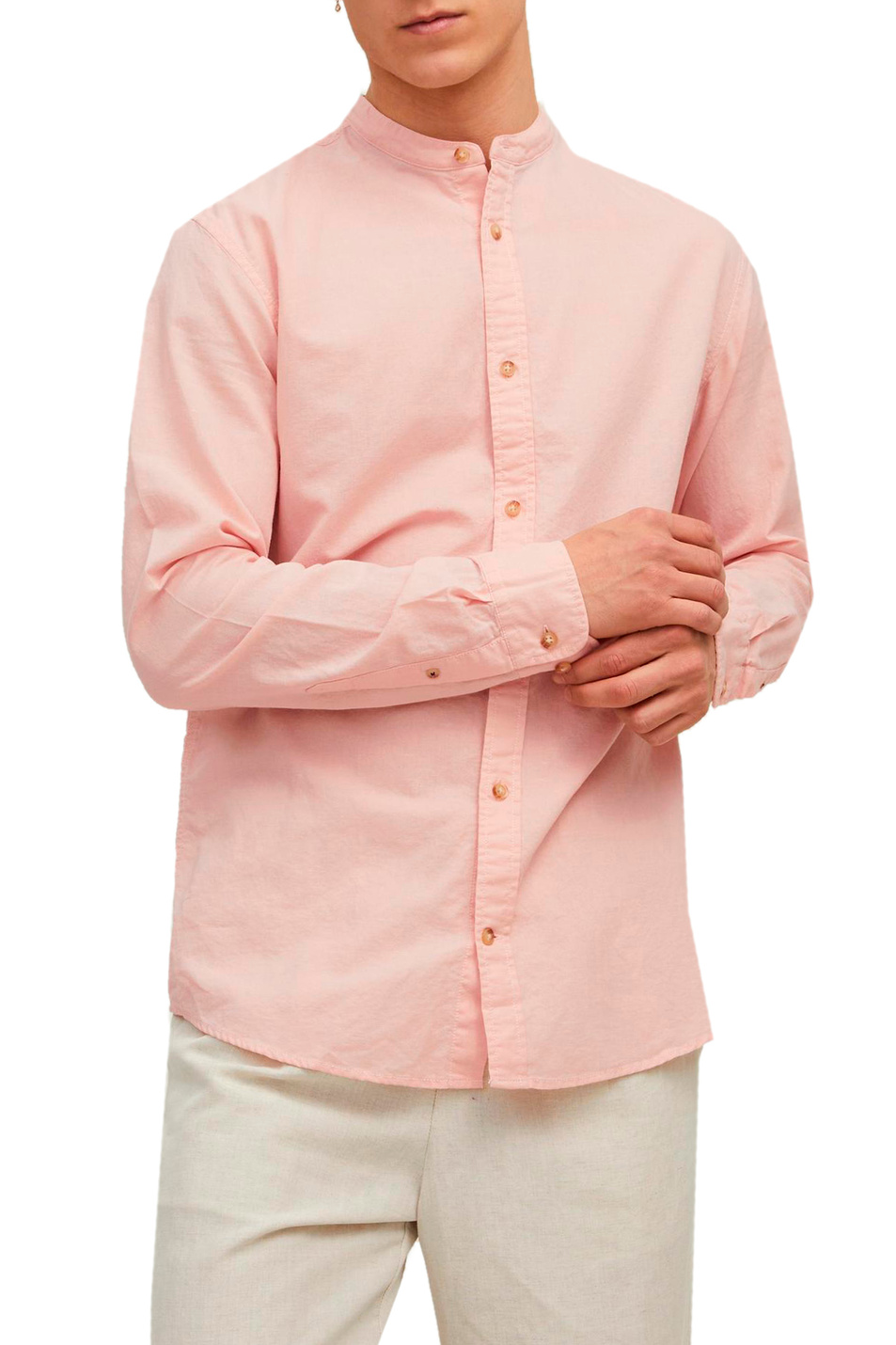 Jack & Jones Рубашка из хлопка и льна с воротником мао (цвет ), артикул 12196820 | Фото 3