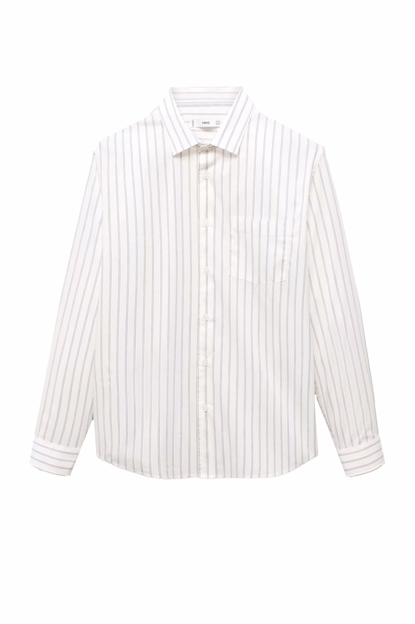 Рубашка NAVIGLIO из натурального хлопка в полоску|Основной цвет:Белый|Артикул:67040631 | Фото 1