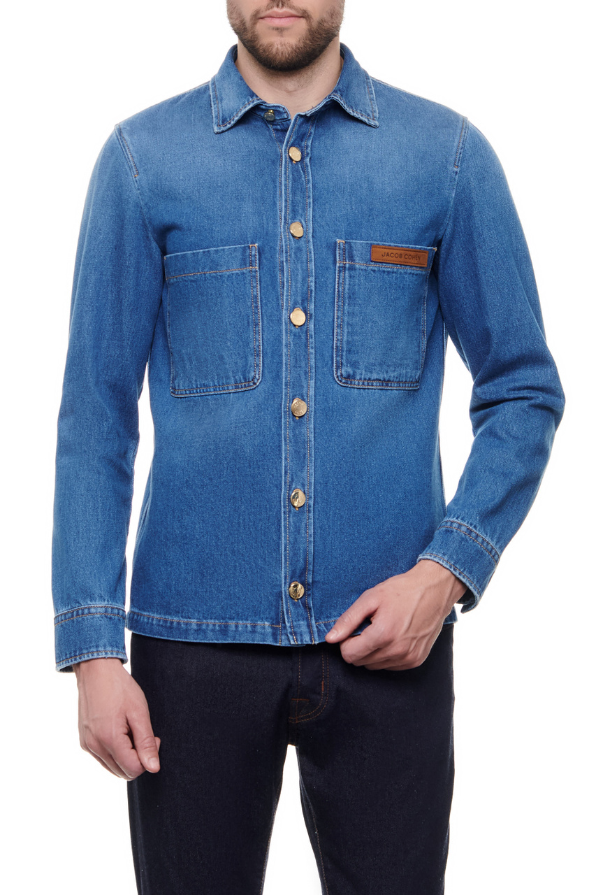 Куртка джинсовая из натурального хлопка|Основной цвет:Синий|Артикул:UE01080T601A | Фото 1
