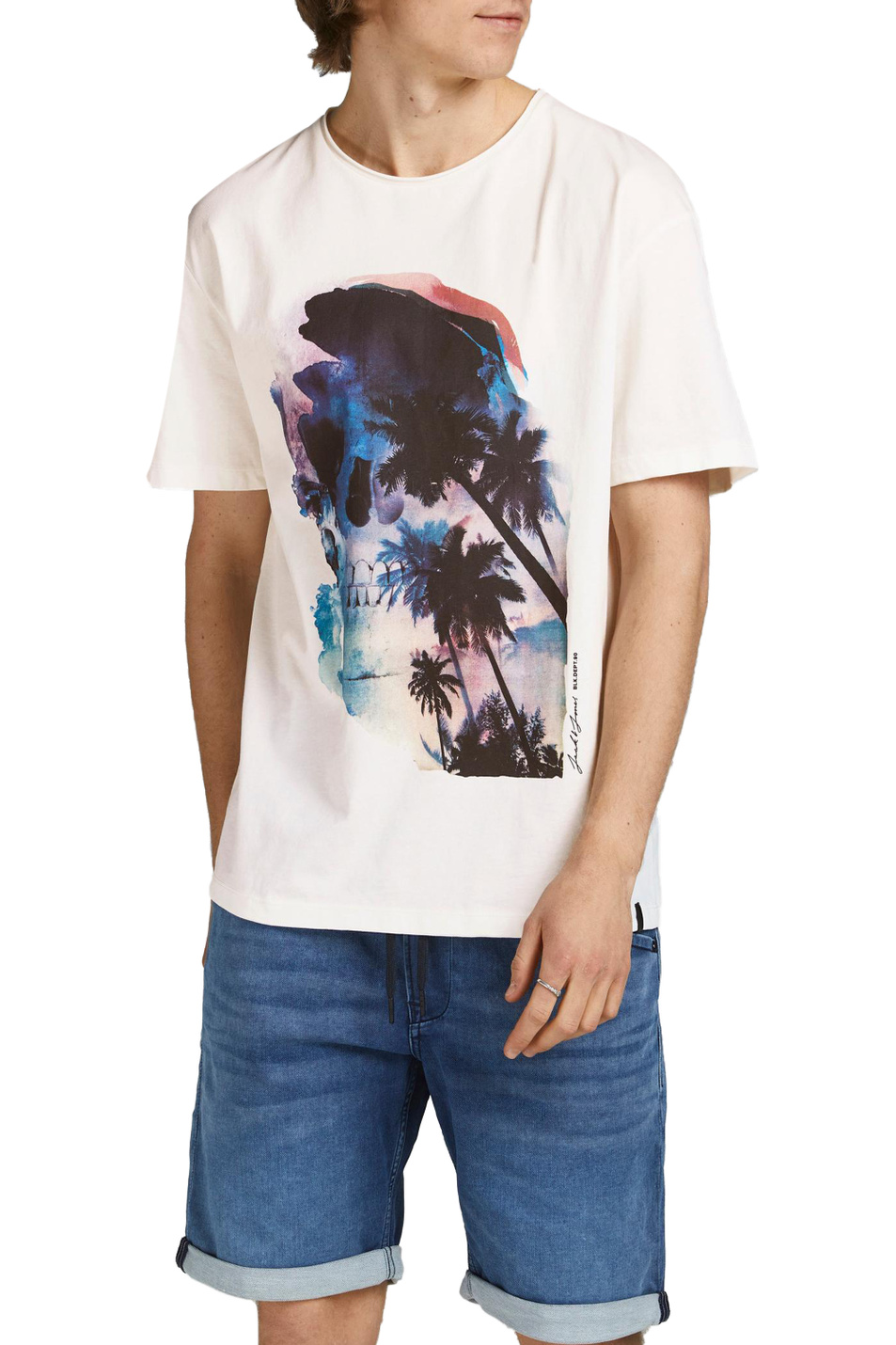 Мужской Jack & Jones Футболка с тропическим акварельным принтом (цвет ), артикул 12188956 | Фото 3