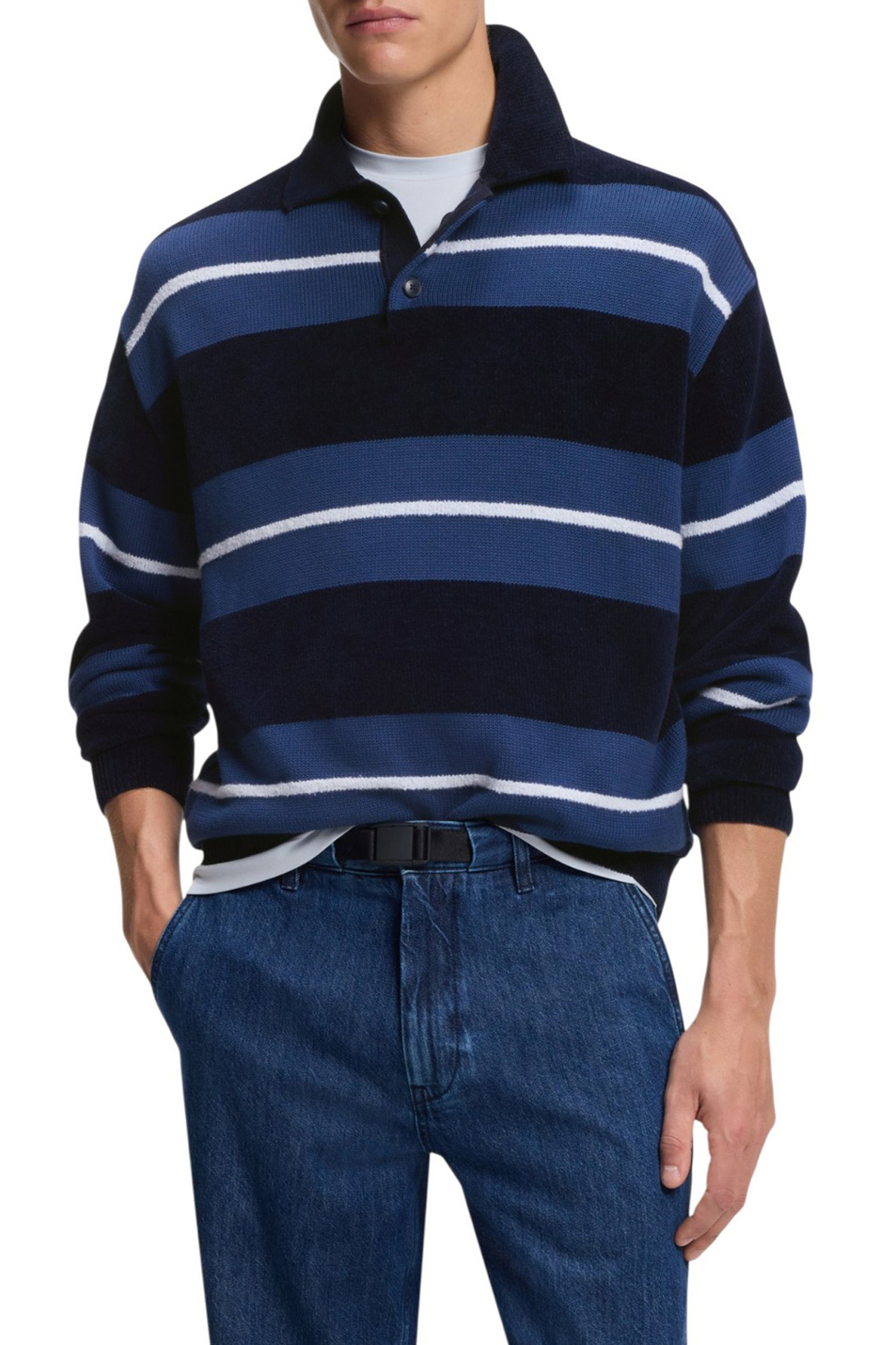 Мужской BOSS Джемпер-поло Amburgh в полоску (цвет ), артикул 50555857 | Фото 3