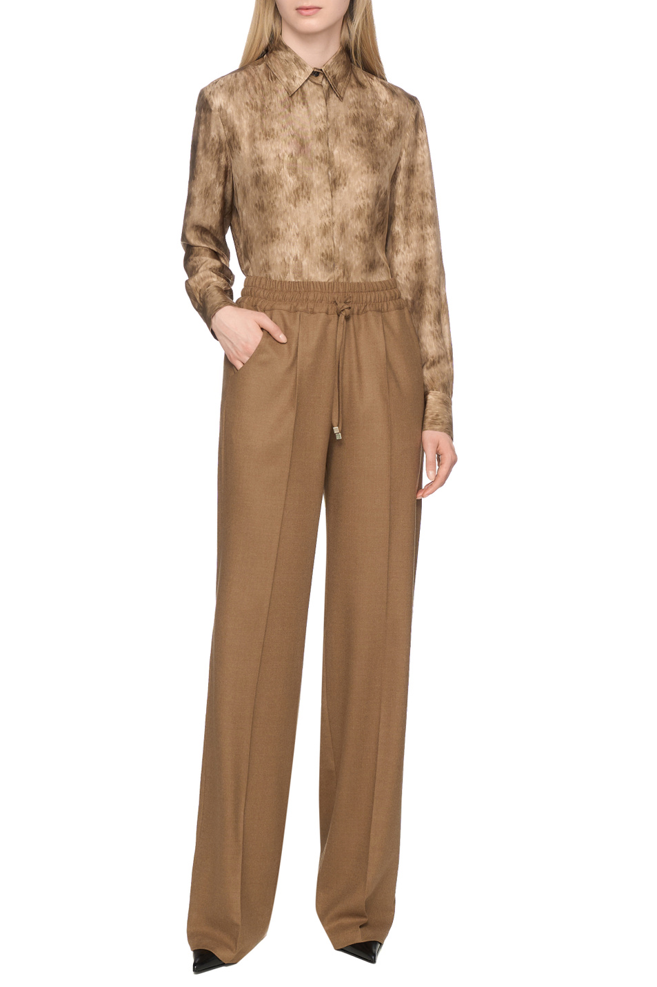 Брюки из шерсти|Основной цвет:Коричневый Женский Kiton Брюки из шерсти (цвет ), артикул D48122K0559G09000 | Фото 3