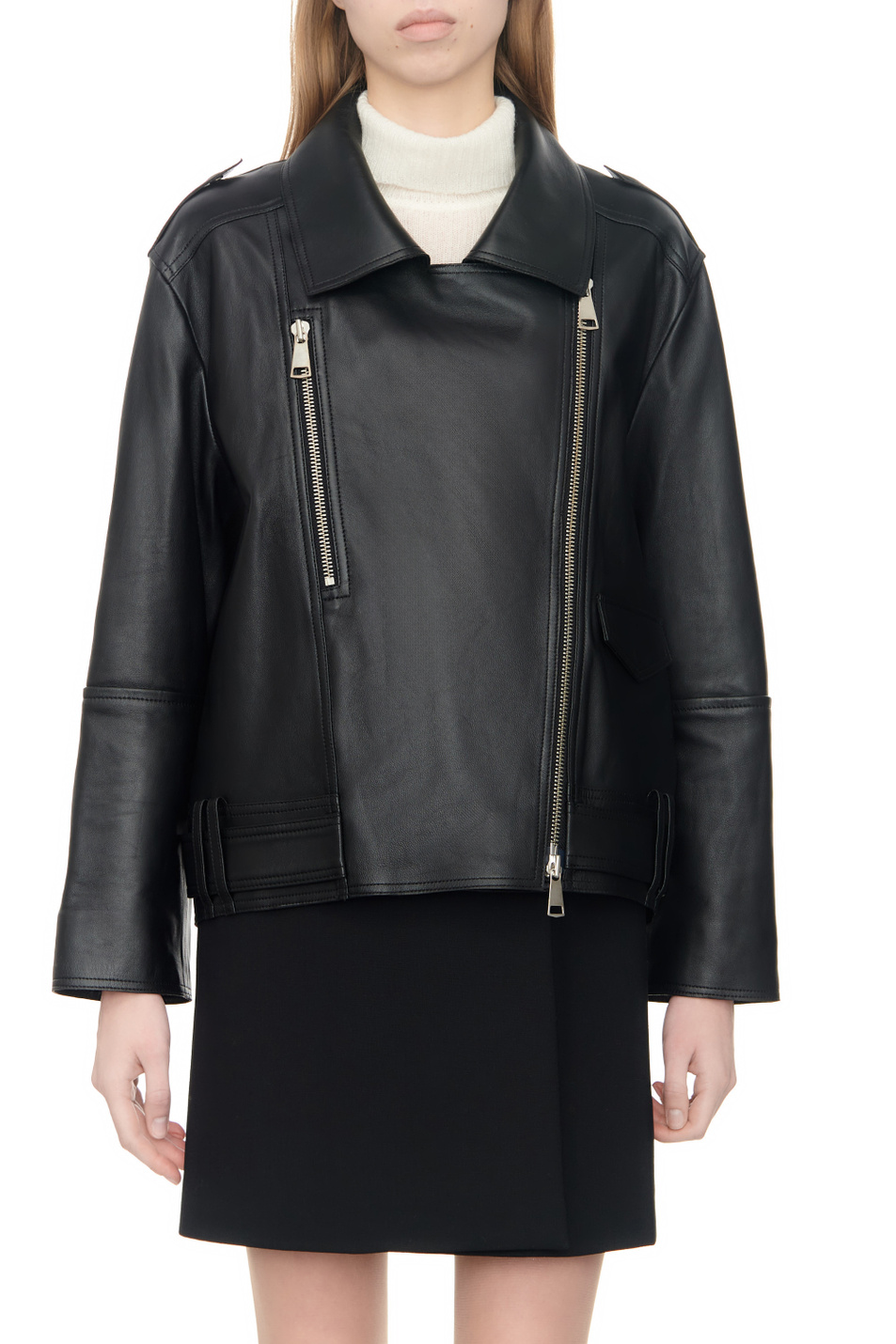 Женский Dorothee Schumacher Куртка SLEEK STATEMENT из натуральной кожи (цвет черный), артикул 344302 | Фото 3