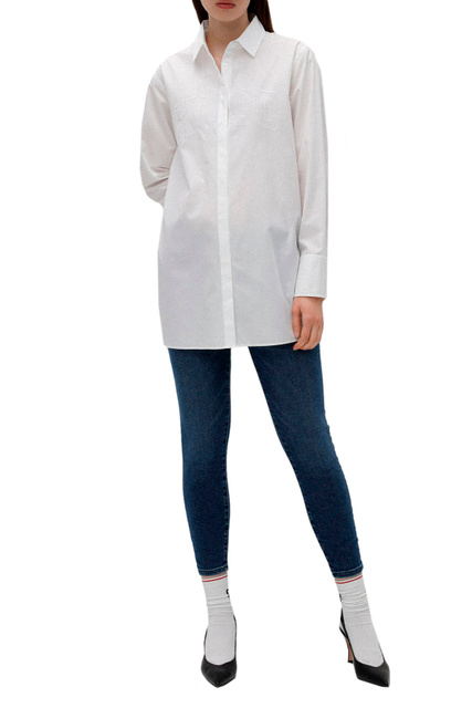 Рубашка из органического хлопка с вышивкой бродери англез|Основной цвет:Белый|Артикул:50468493 | Фото 2
