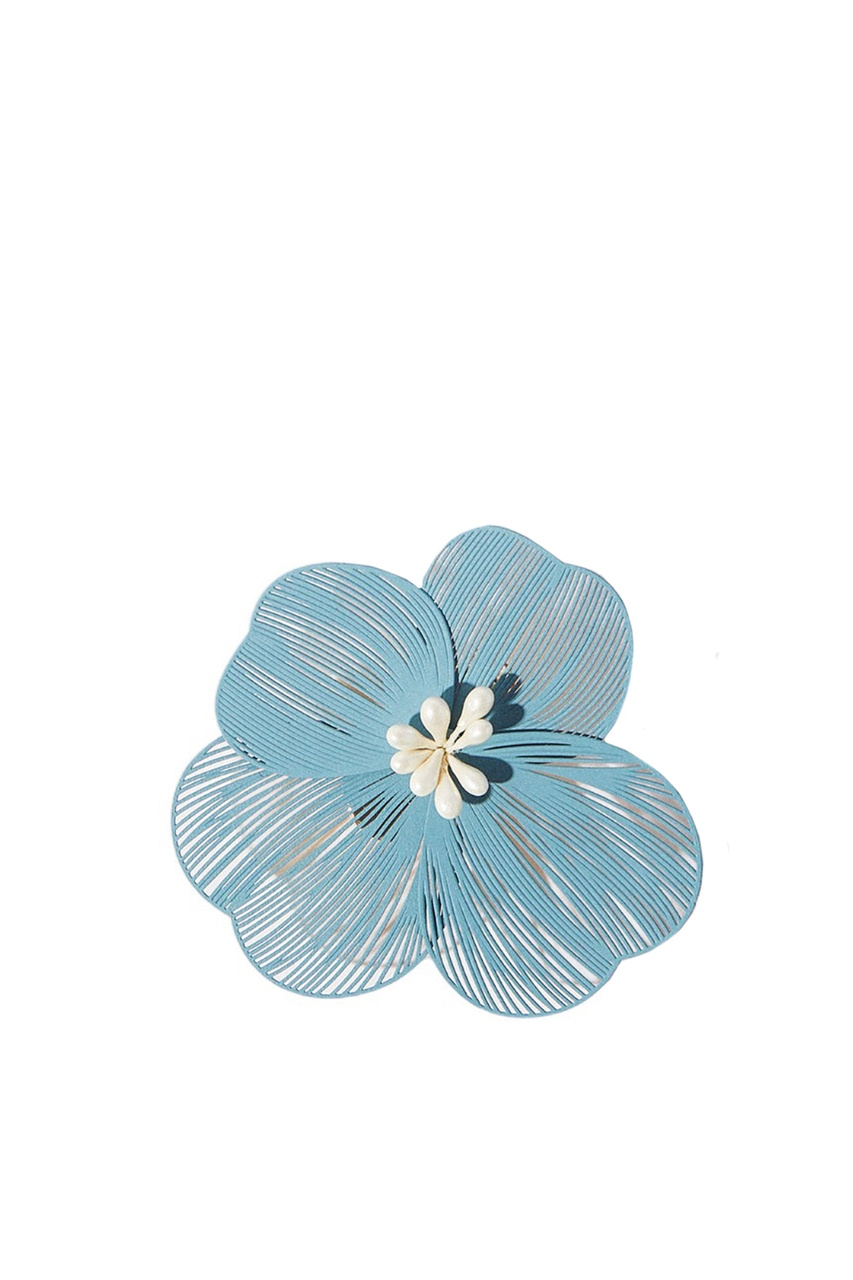 Брошь в виде цветка|Основной цвет:Голубой|Артикул:206990 | Фото 1