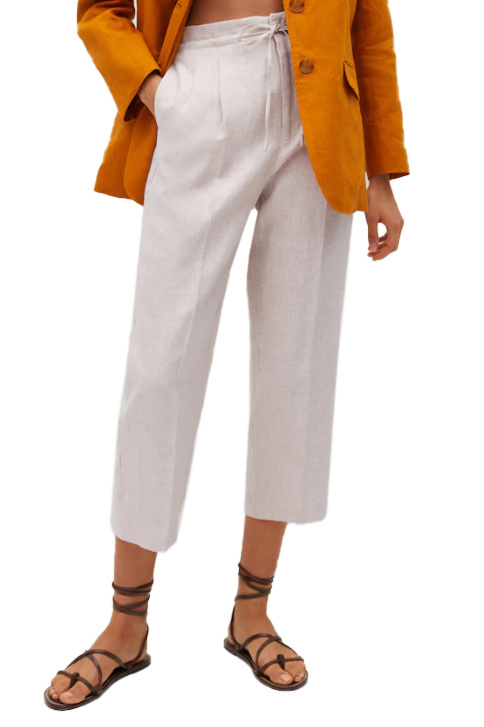 Linen-Blend Pleated Taper Wide-Leg Pants