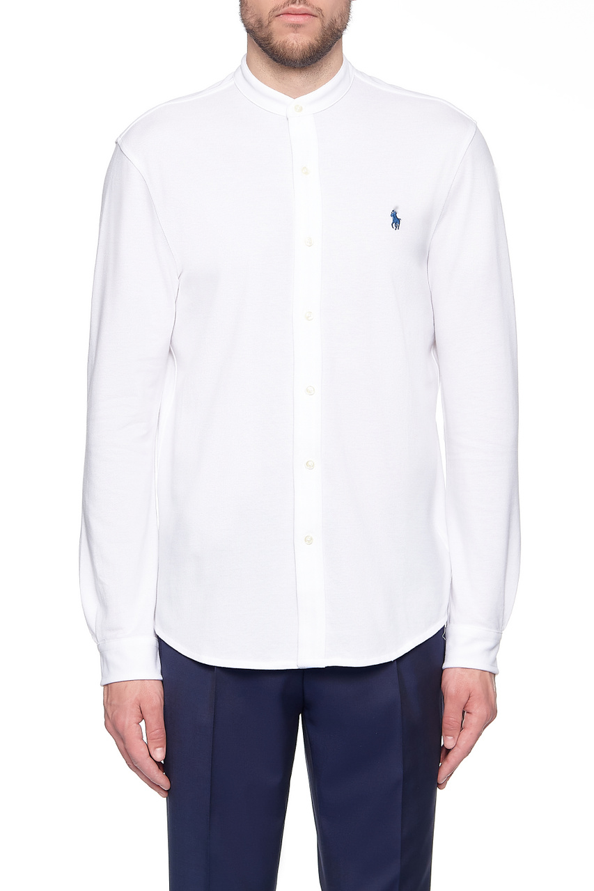 Рубашка с фирменной вышивкой на груди|Основной цвет:Белый|Артикул:710742468002 | Фото 1
