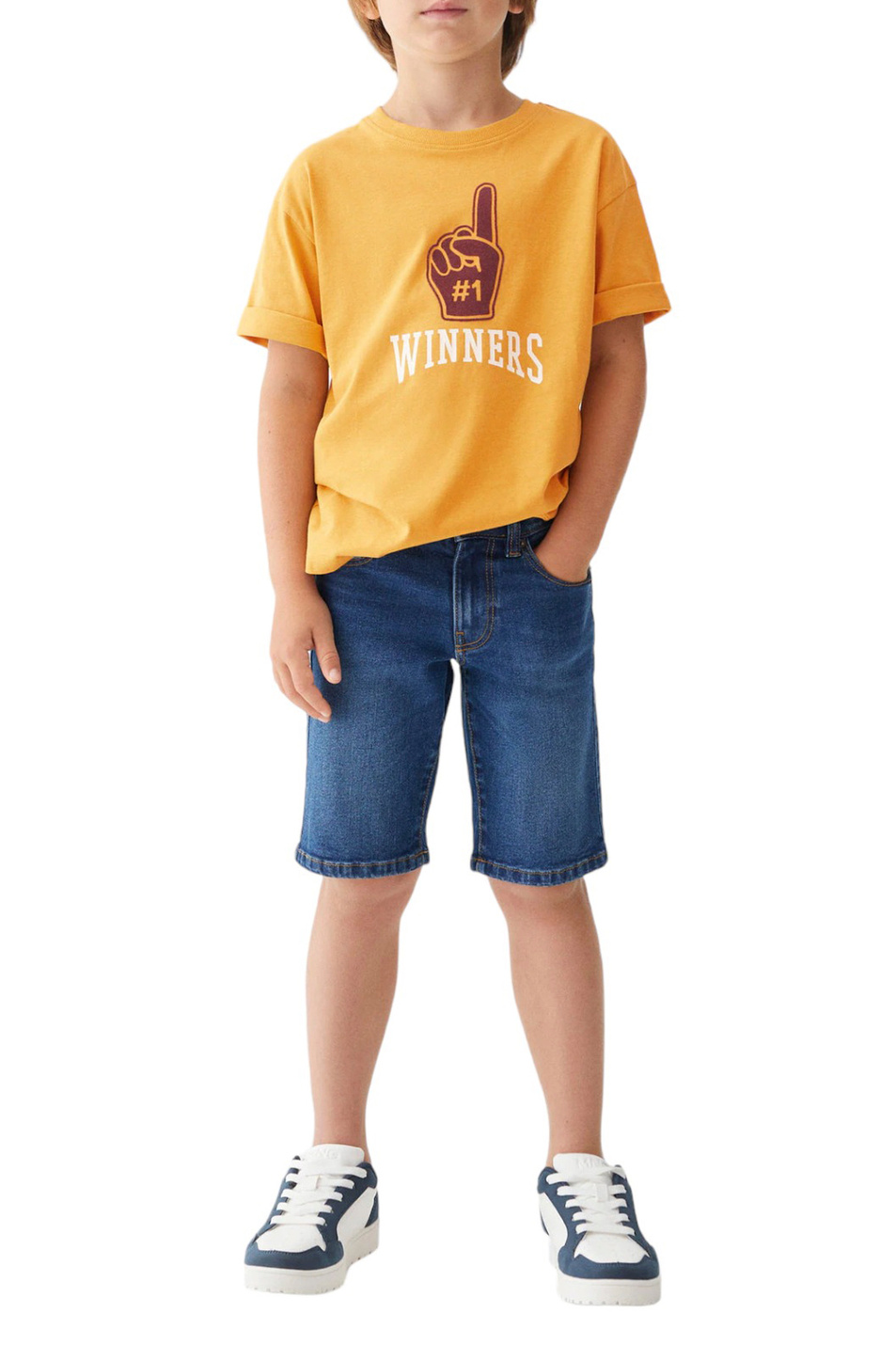Мальчикам Mango Kids Футболка COLLEGE из натурального хлопка с принтом (цвет ), артикул 57033260 | Фото 3