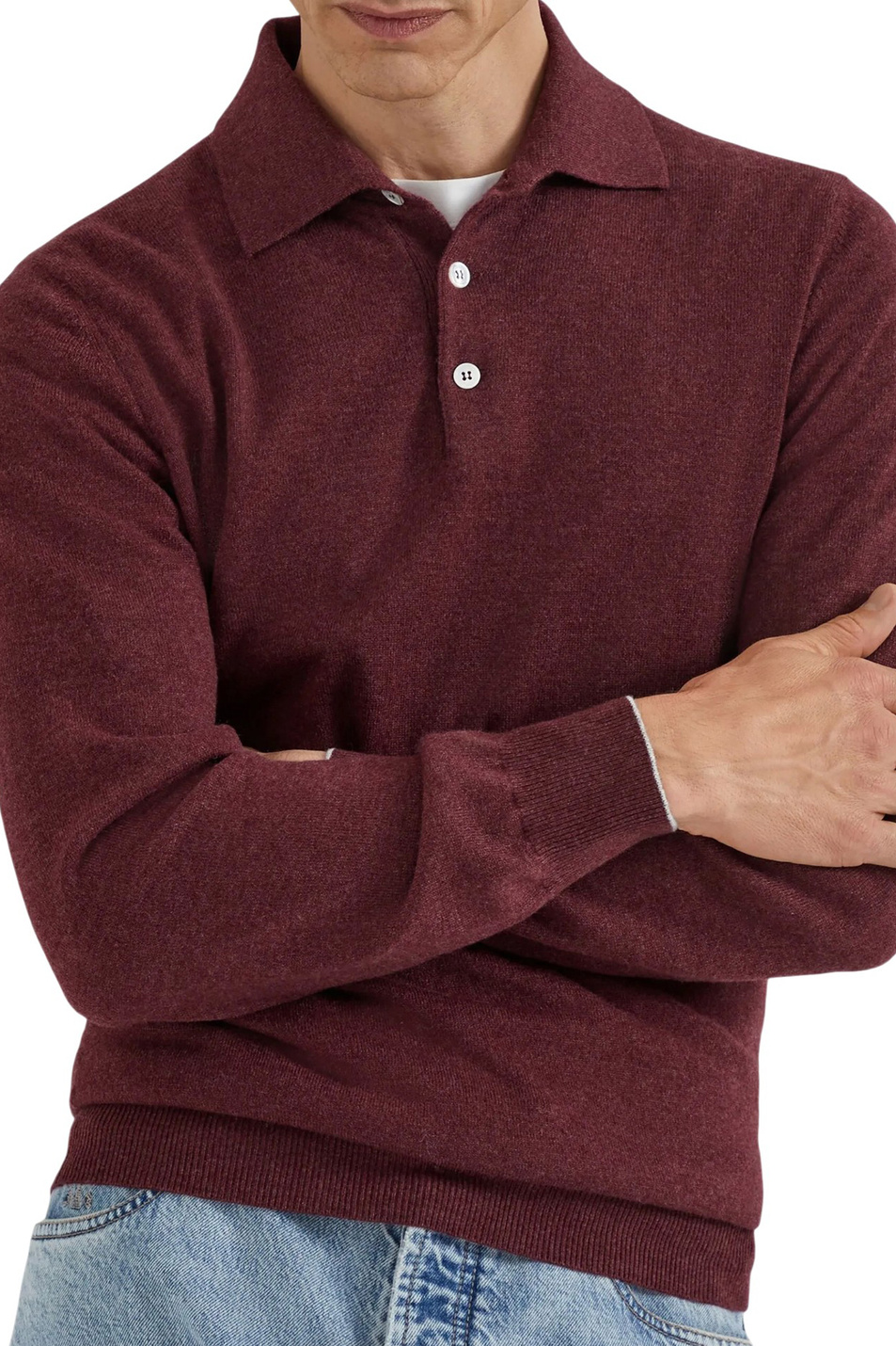 Мужской Brunello Cucinelli Джемпер поло однотонный (цвет ), артикул MSY00295 | Фото 4