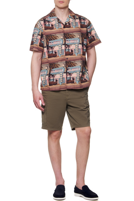 Рубашка из натурального хлопка с принтом|Основной цвет:Коричневый|Артикул:50467574 | Фото 2