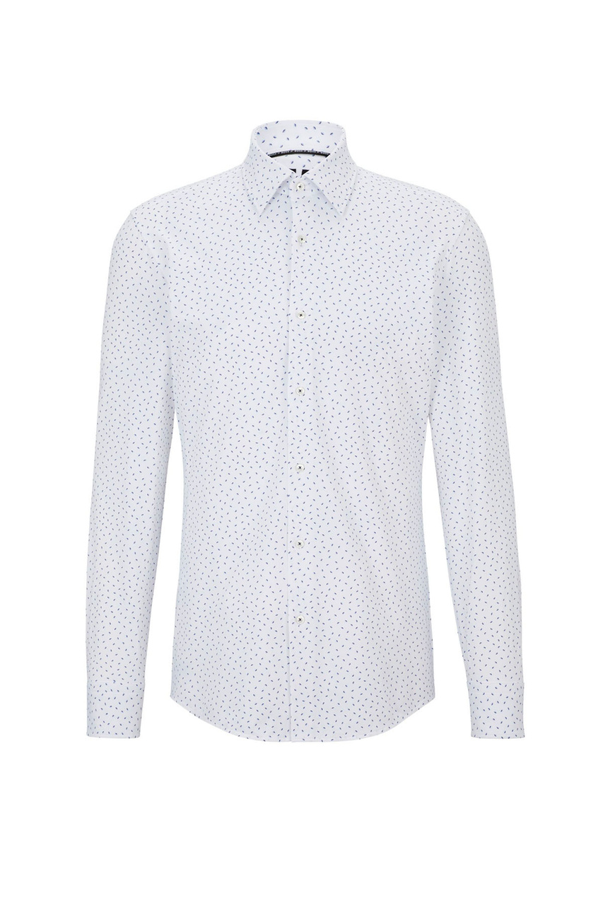 Рубашка облегающего кроя с принтом|Основной цвет:Белый|Артикул:50496782 | Фото 1