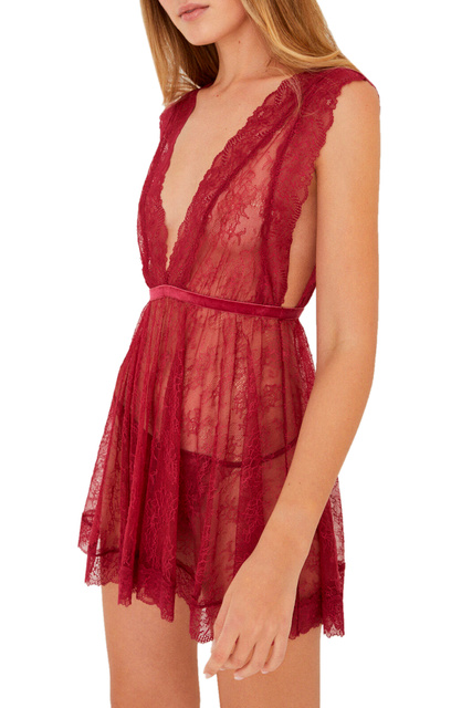 Кружевное платье с завязками на спинке|Основной цвет:Бордовый|Артикул:3413695 | Фото 2