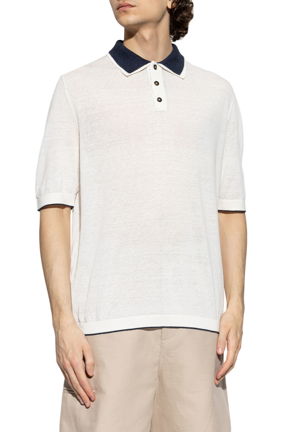 Поло прямого кроя|Основной цвет:Белый Мужской Eleventy Поло прямого кроя (цвет ), артикул M76POLM01-MAG0M059 | Фото 3